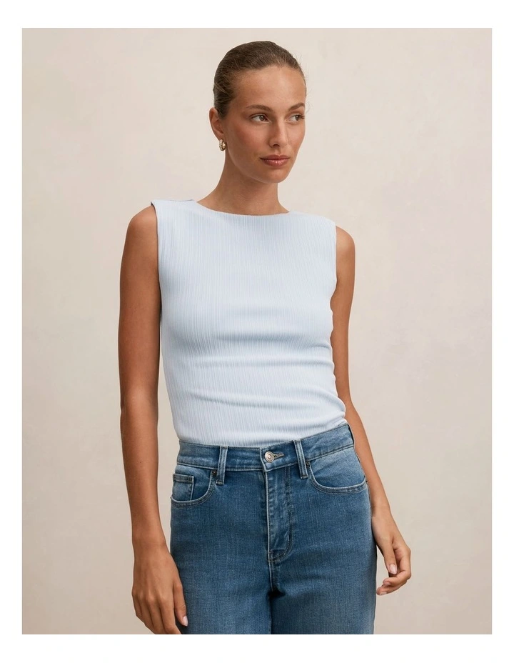 Frankie Boat Neck Tank Top in Blue image 1