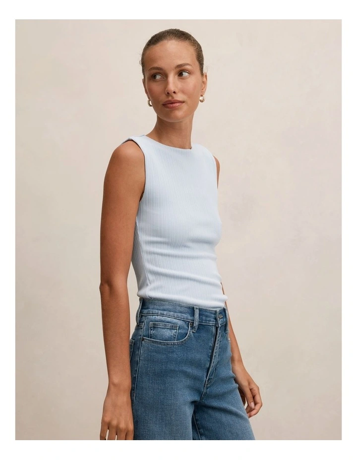 Frankie Boat Neck Tank Top in Blue image 3