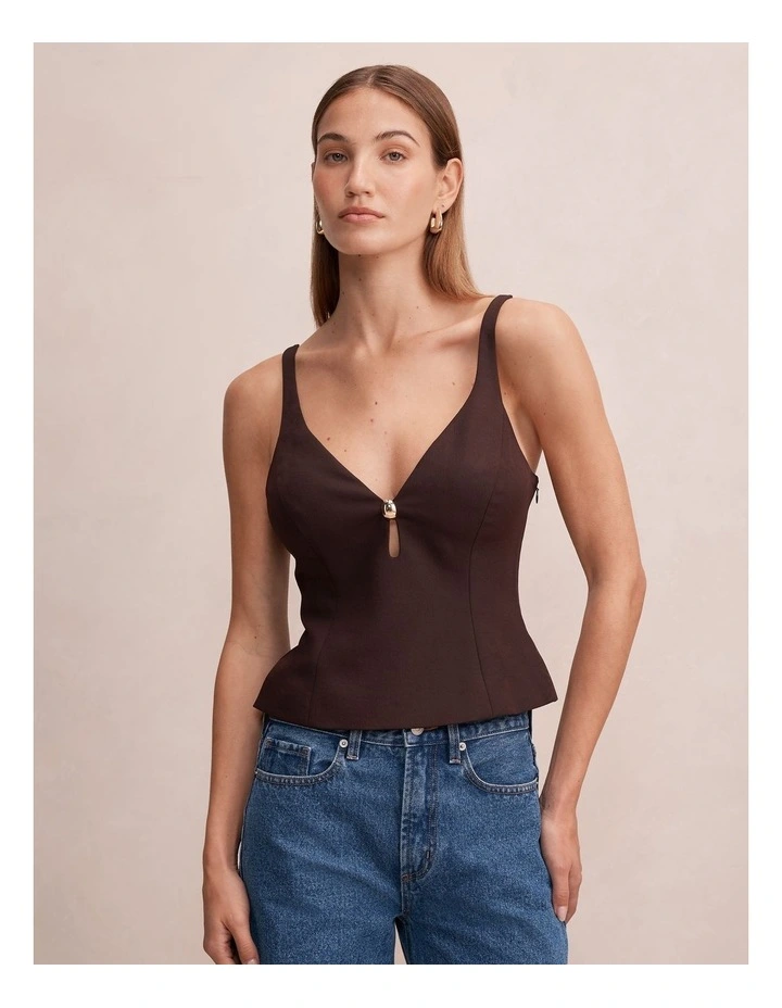Imogen Hardware Keyhole Top in Brown image 1