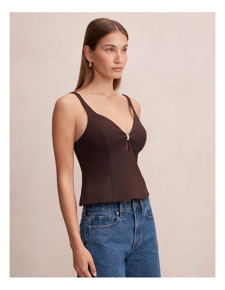 Imogen Hardware Keyhole Top in Brown image 3