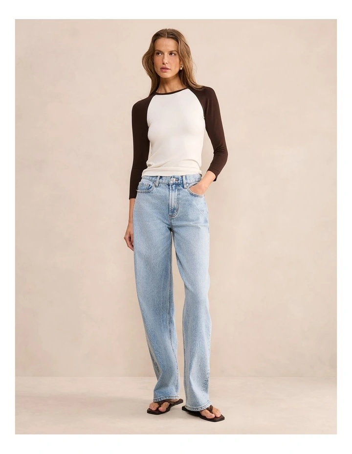 Sasha Contrast Raglan Sleeves Top in Cream image 5