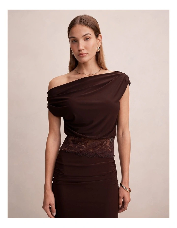 Quinn Tipped Lace Top in Chocolate image 1