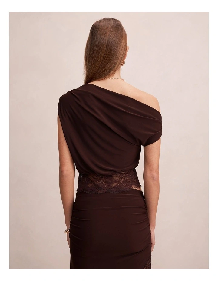 Quinn Tipped Lace Top in Chocolate image 2