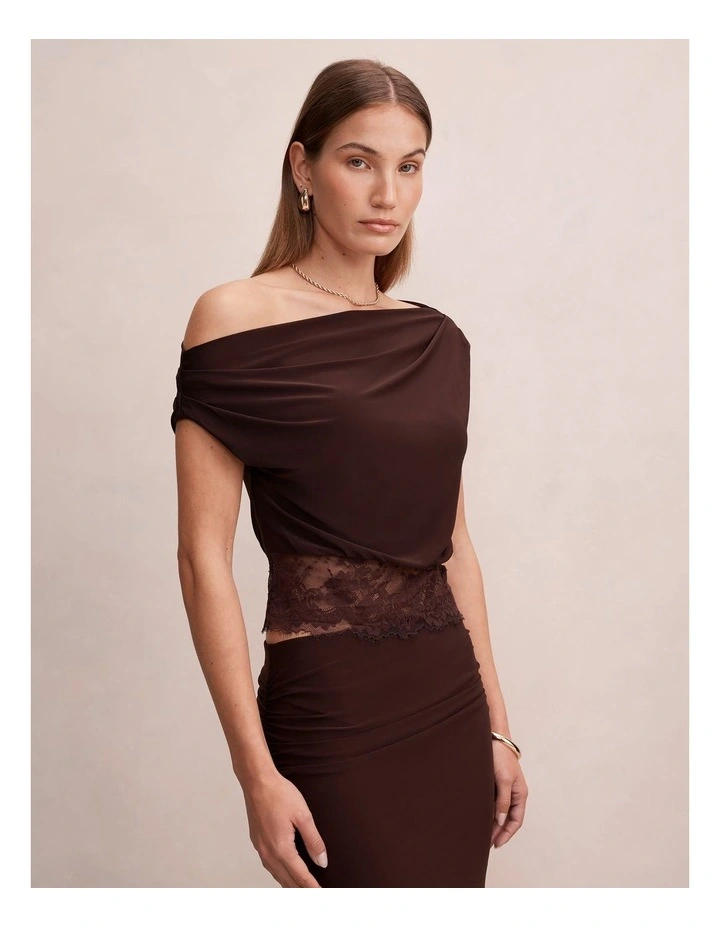 Quinn Tipped Lace Top in Chocolate image 3