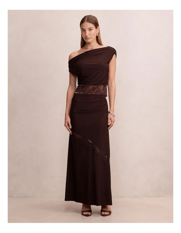 Quinn Tipped Lace Top in Chocolate image 5