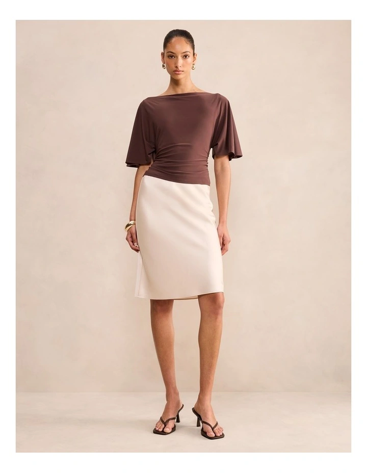 Paige Flutter Sleeves Tie Back Top in Brown image 5