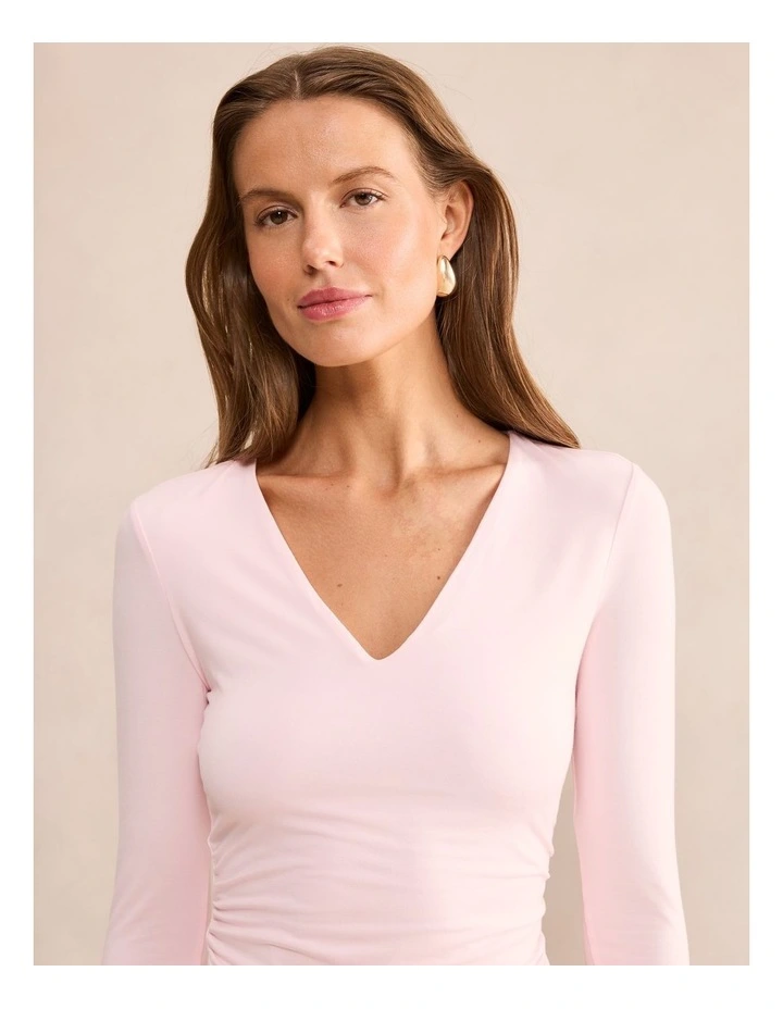 Josie V-Neck 3/4 Sleeves Top in Pink image 4
