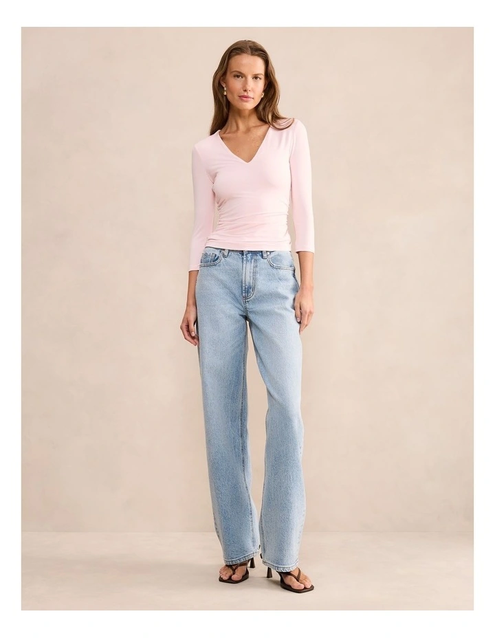 Josie V-Neck 3/4 Sleeves Top in Pink image 5