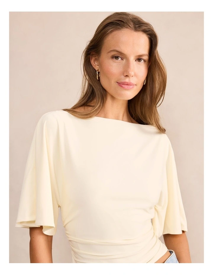Paige Flutter Sleeves Tie Back Top in Yellow image 4