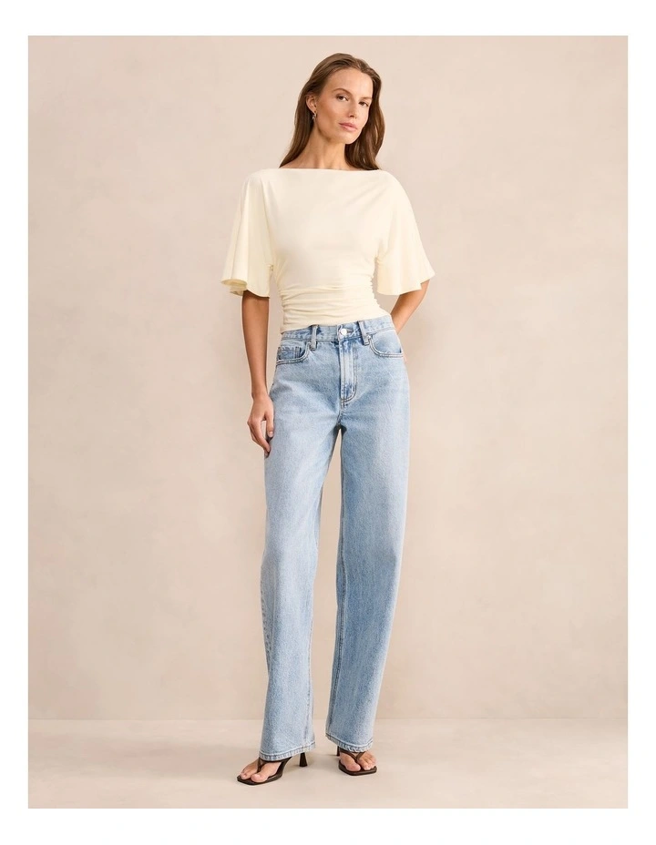 Paige Flutter Sleeves Tie Back Top in Yellow image 5
