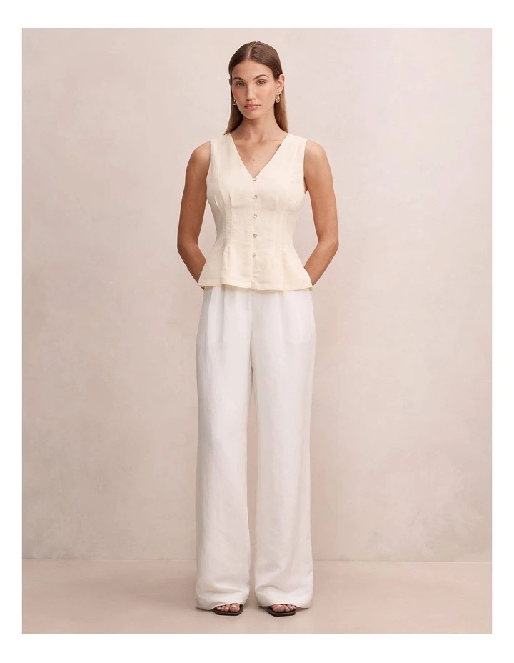 Portia Pleated Linen Top in Yellow image 5