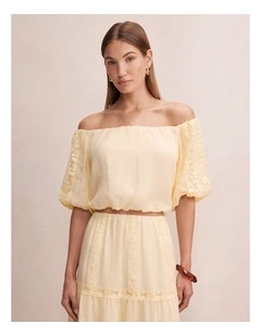 Naomi Off Shoulder Bubble Top in Yellow