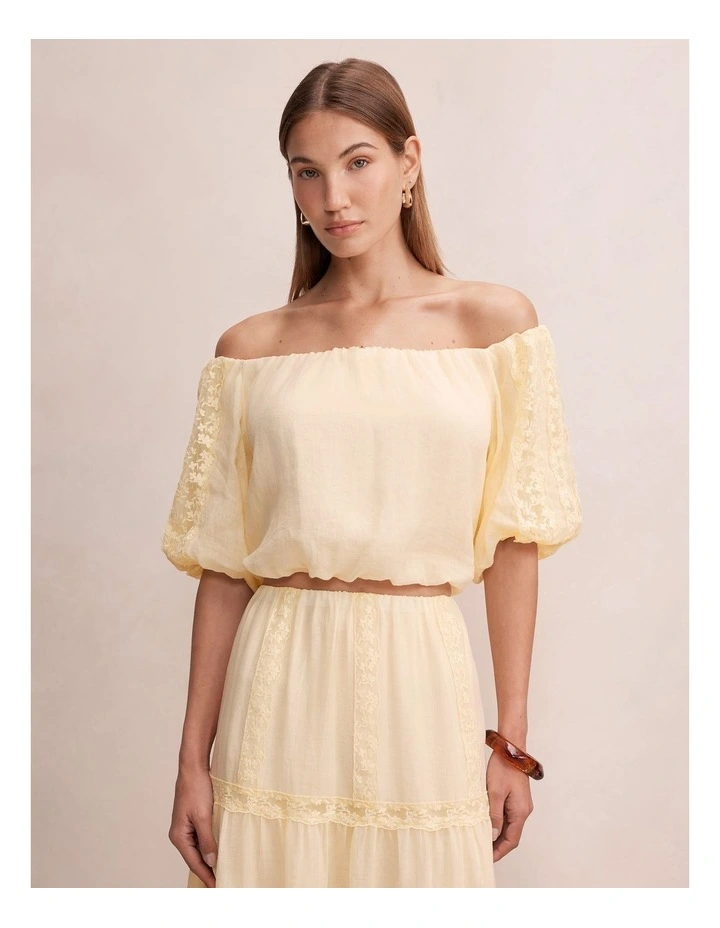 Naomi Off Shoulder Bubble Top in Yellow image 1