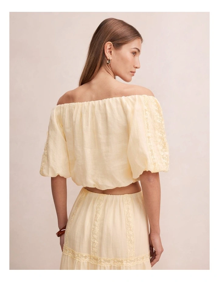 Naomi Off Shoulder Bubble Top in Yellow image 2
