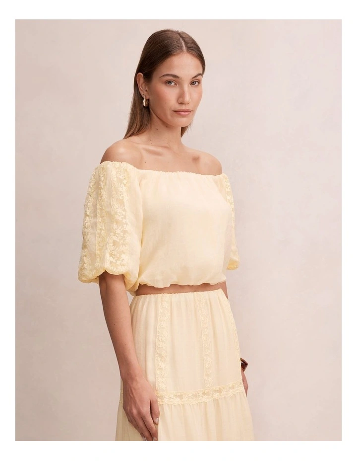 Naomi Off Shoulder Bubble Top in Yellow image 3