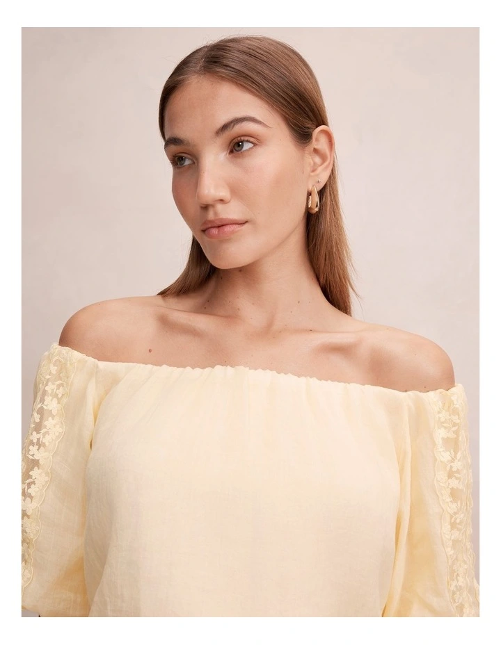 Naomi Off Shoulder Bubble Top in Yellow image 4