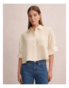 Bowie Cropped Shirt in Cream