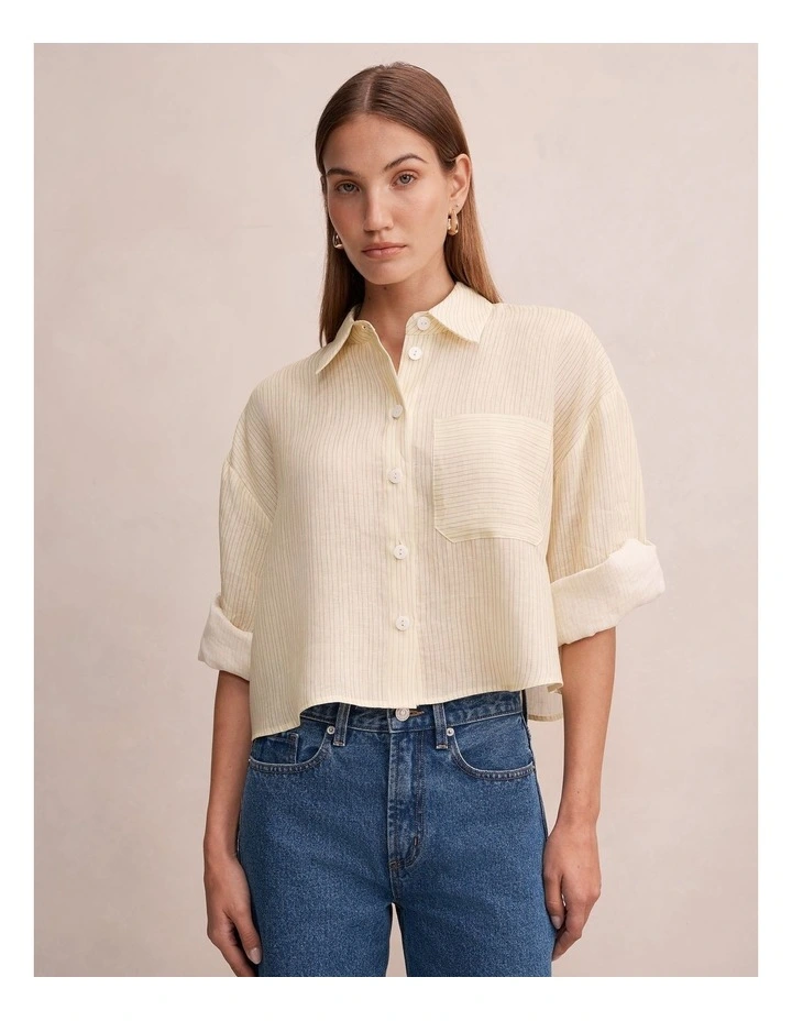 Bowie Cropped Shirt in Cream image 1