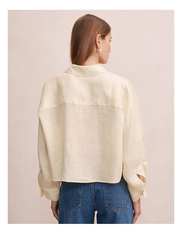 Bowie Cropped Shirt in Cream image 2
