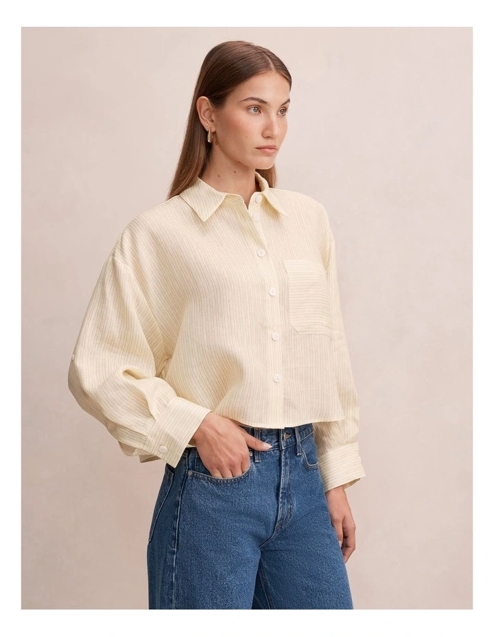 Bowie Cropped Shirt in Cream image 3