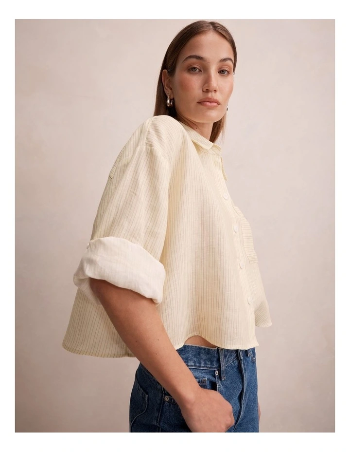 Bowie Cropped Shirt in Cream image 4