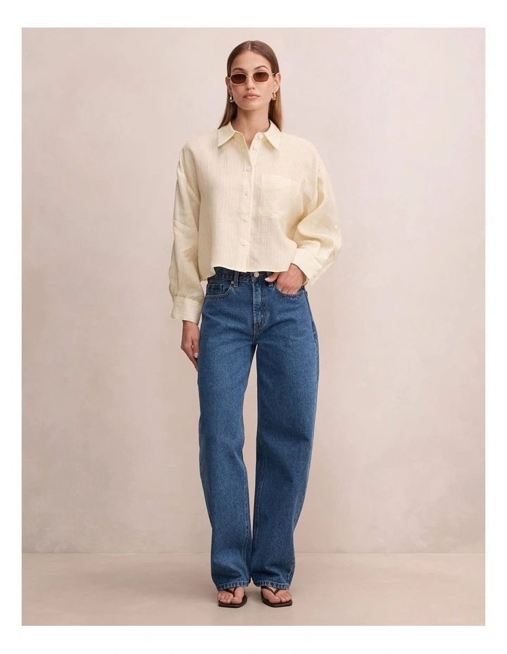 Bowie Cropped Shirt in Cream image 5