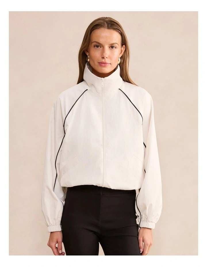 Indy Piping Windbreaker Jacket in Cream image 1