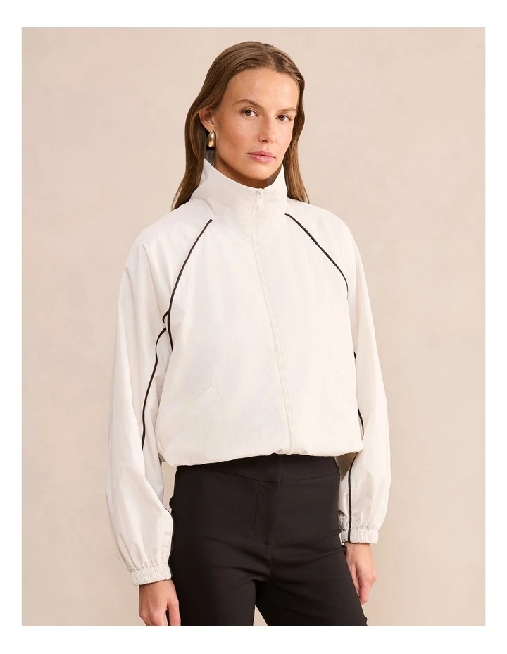 Indy Piping Windbreaker Jacket in Cream image 3