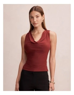 Noa Drape Back Hardware Top in Red