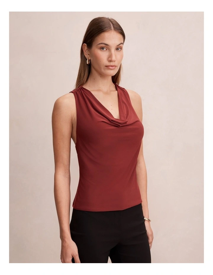 Noa Drape Back Hardware Top in Red image 3