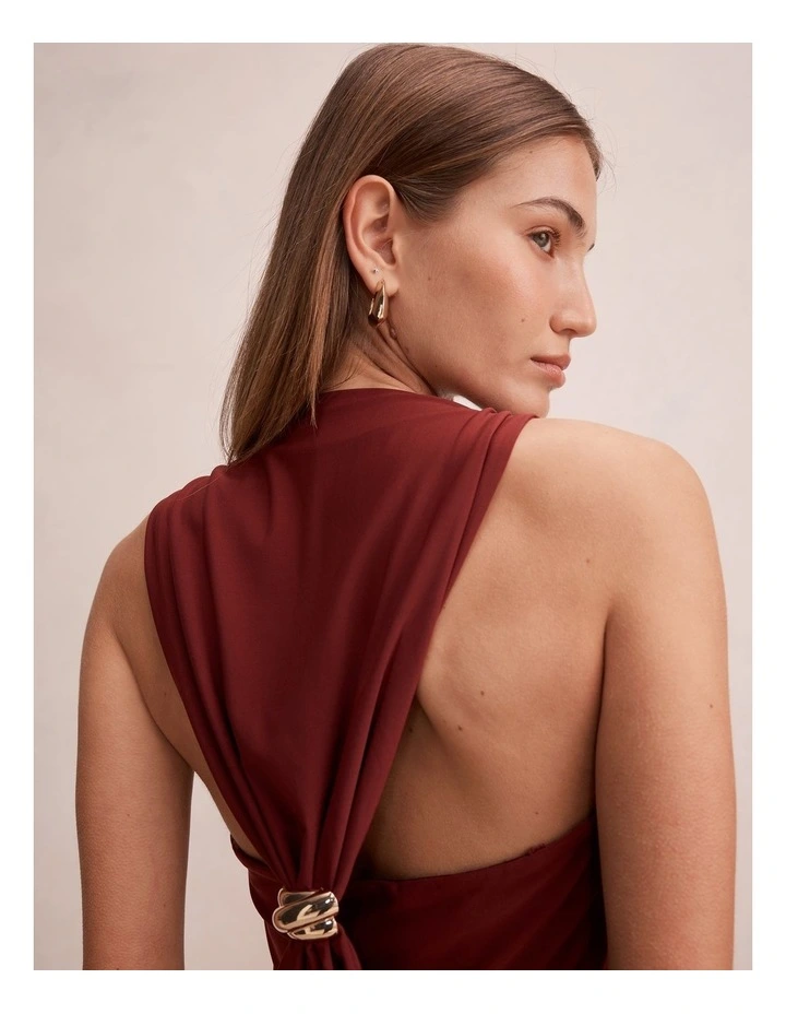 Noa Drape Back Hardware Top in Red image 4