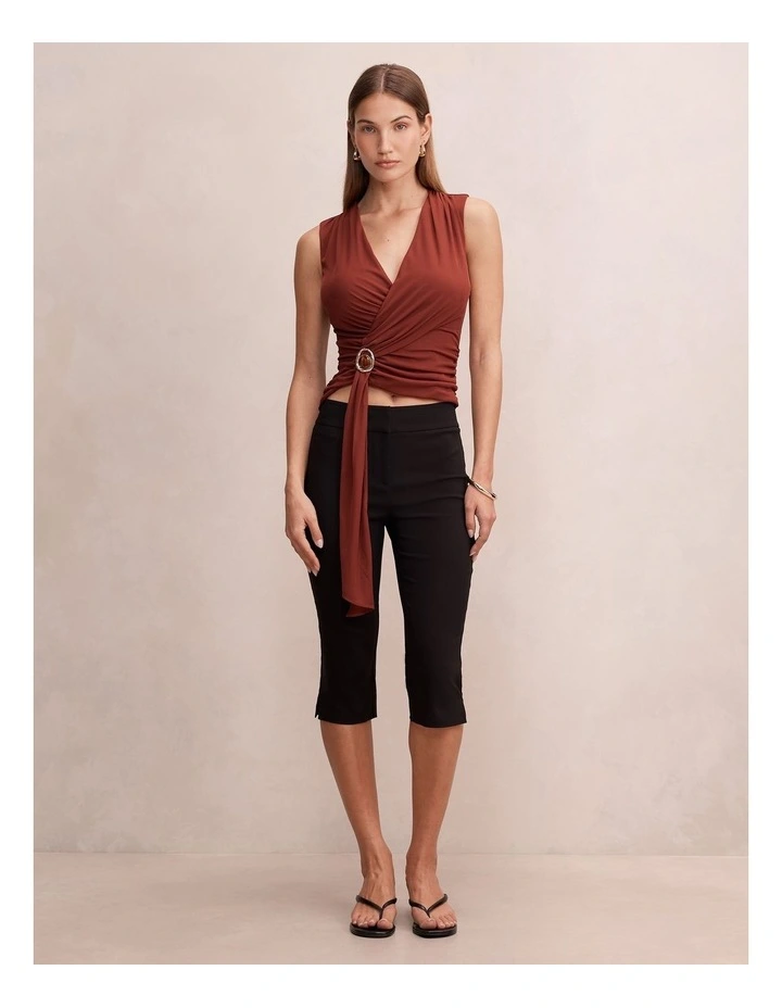 Candice Hardware Wrap Top in Brown image 5