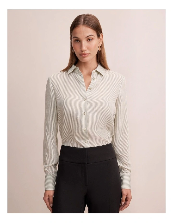 Solara Striped Shirt in Green image 1