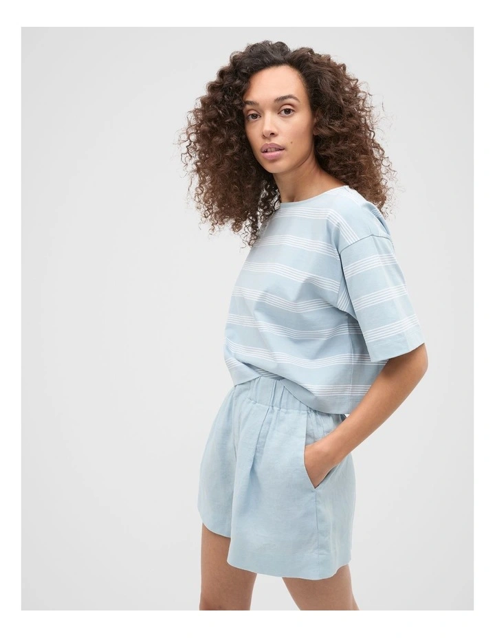 Boxy Boat Neck Tee in Bluebell image 1