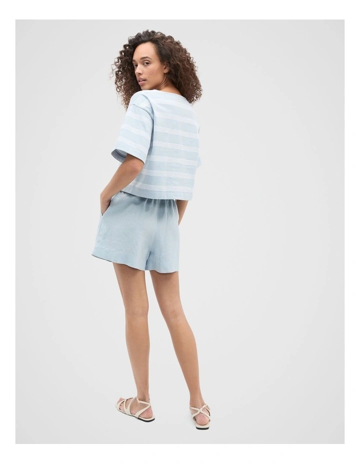 Boxy Boat Neck Tee in Bluebell image 2