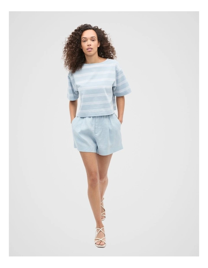 Boxy Boat Neck Tee in Bluebell image 3