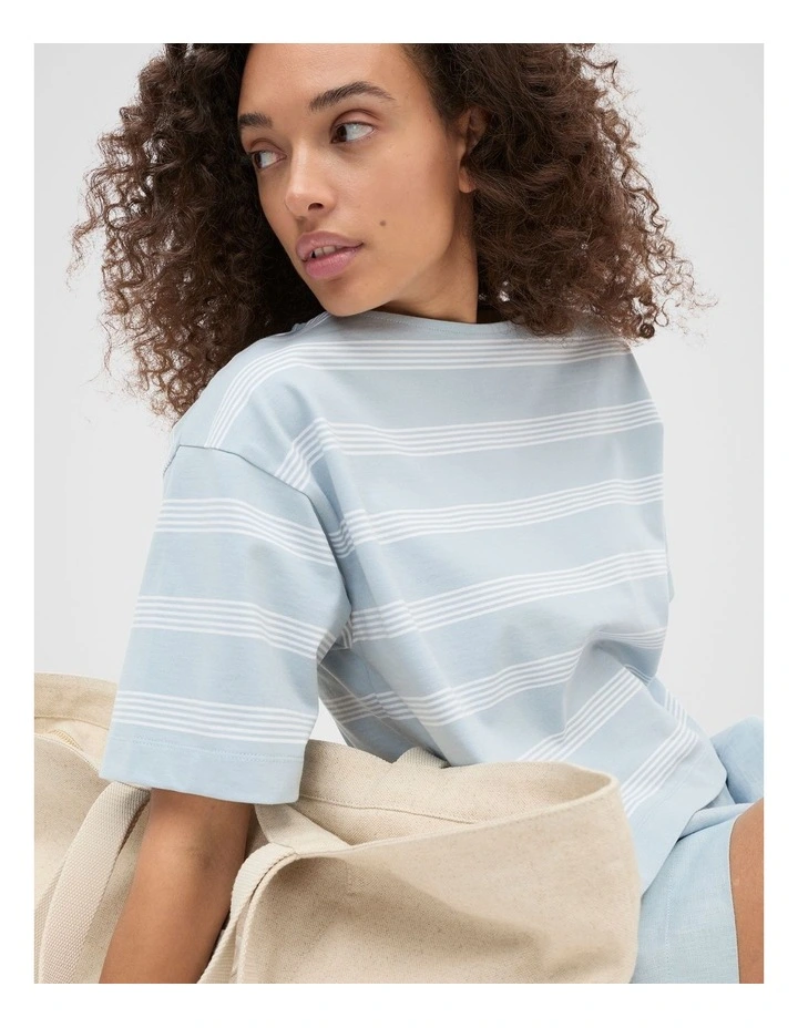 Boxy Boat Neck Tee in Bluebell image 4