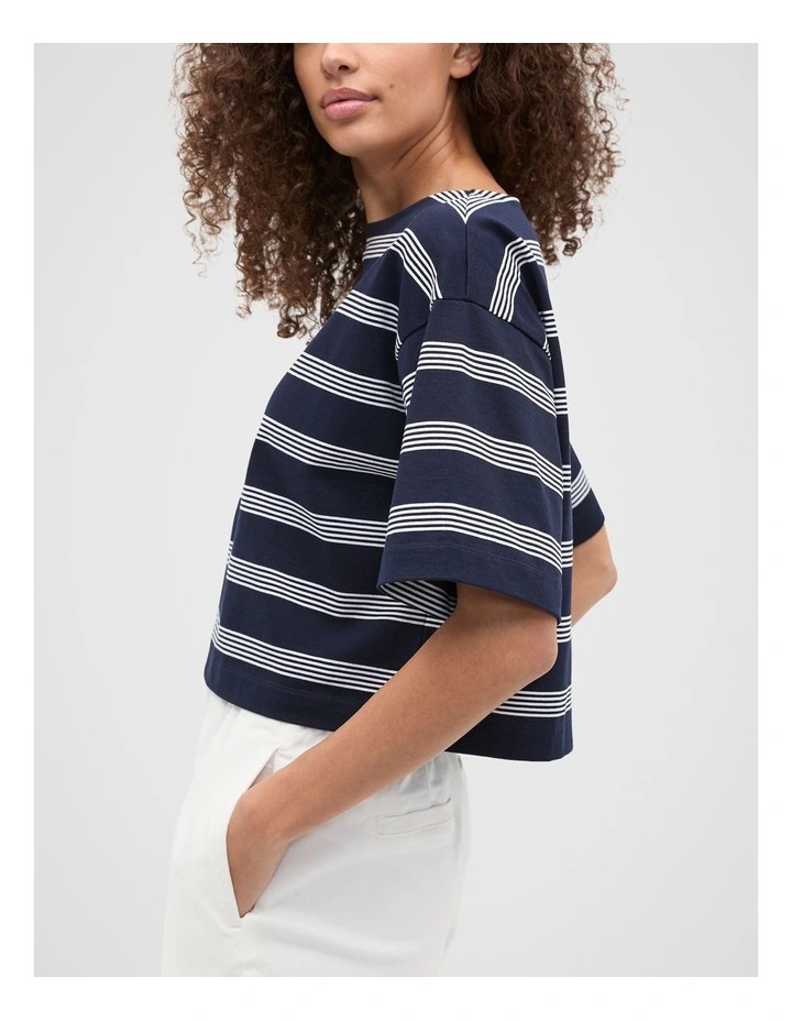 Boxy Boat Neck Tee in Twilight Blue image 4