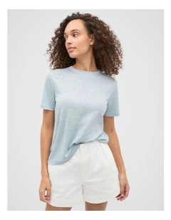 Linen Neat Tee in Bluebell