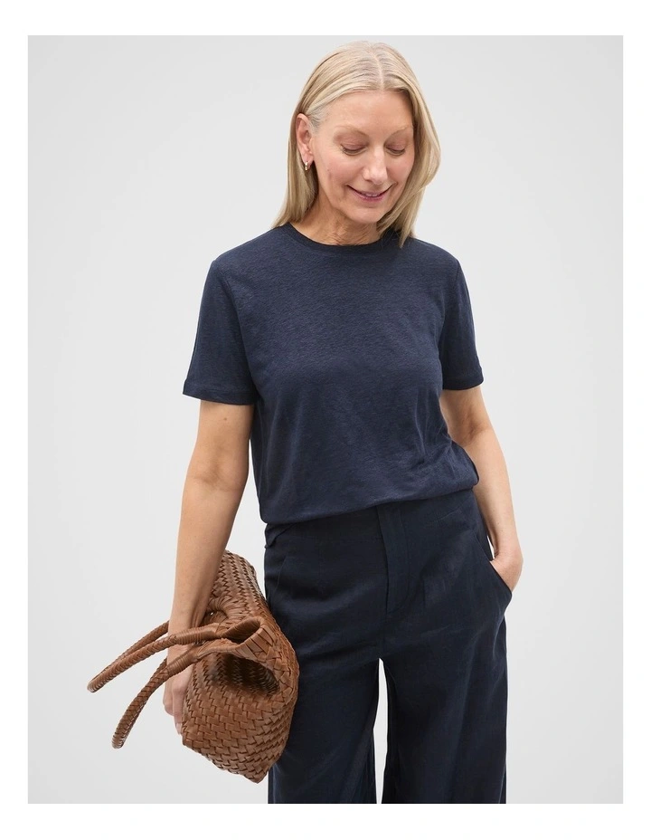 Linen Neat Tee in Twilight Blue image 1