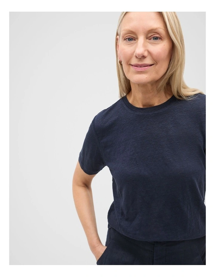 Linen Neat Tee in Twilight Blue image 4