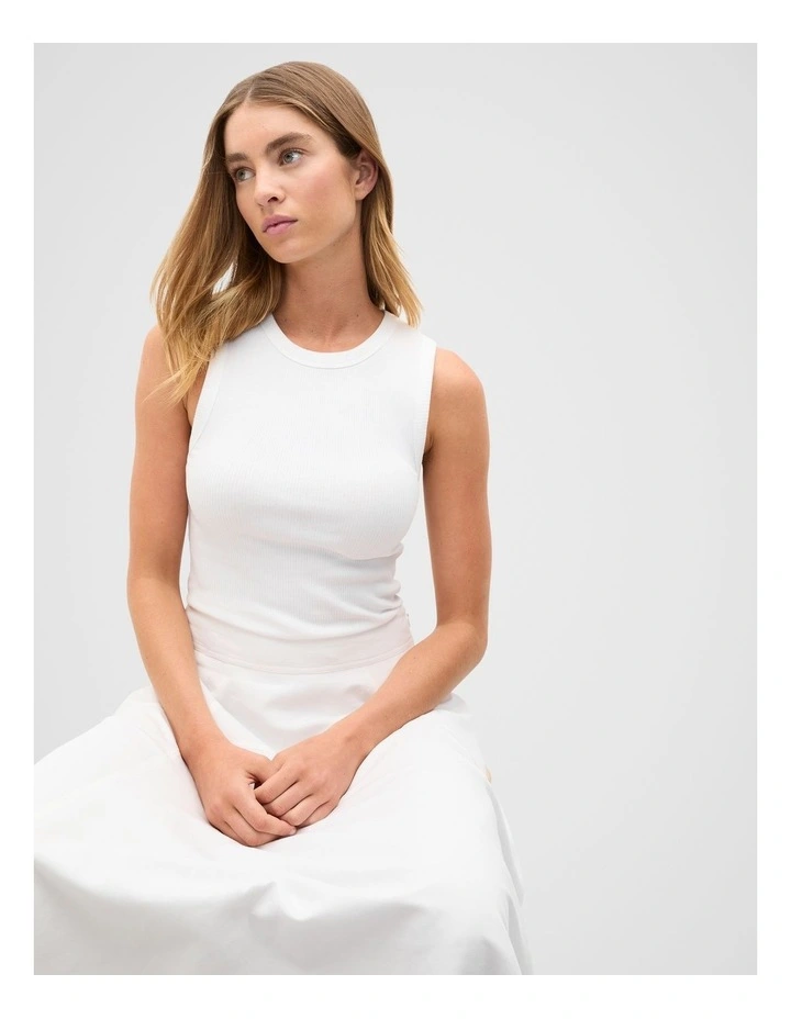 Core Australian Cotton Rib Tank in Whisper White image 1