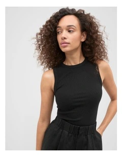 Core Australian Cotton Rib Tank in Black