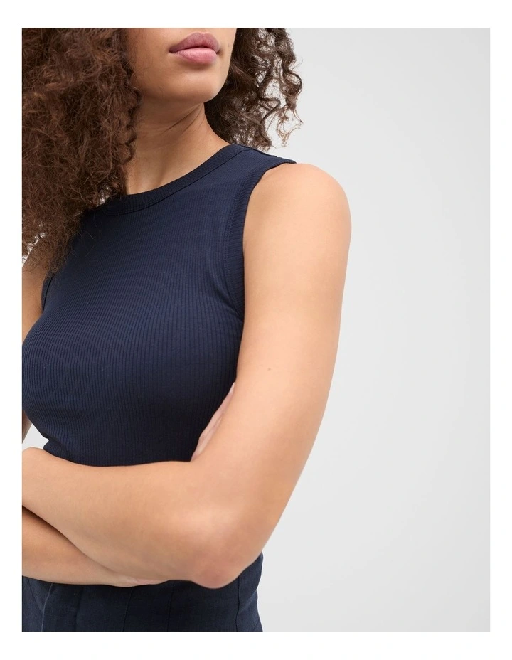 Core Australian Cotton Rib Tank in Twilight Blue image 4