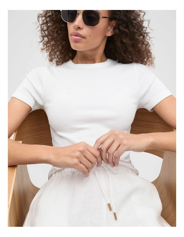 Core Australian Cotton Rib Tee in Whisper White image 4