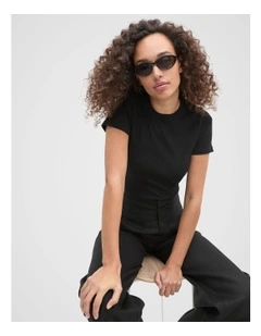 Core Australian Cotton Rib Tee in Black