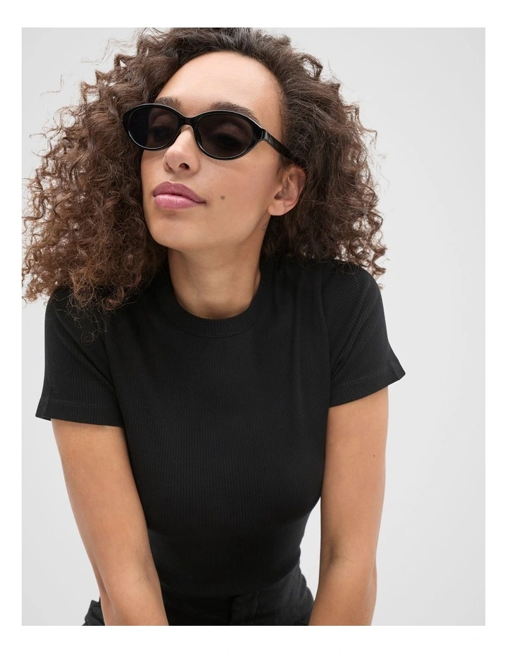 Core Australian Cotton Rib Tee in Black image 4