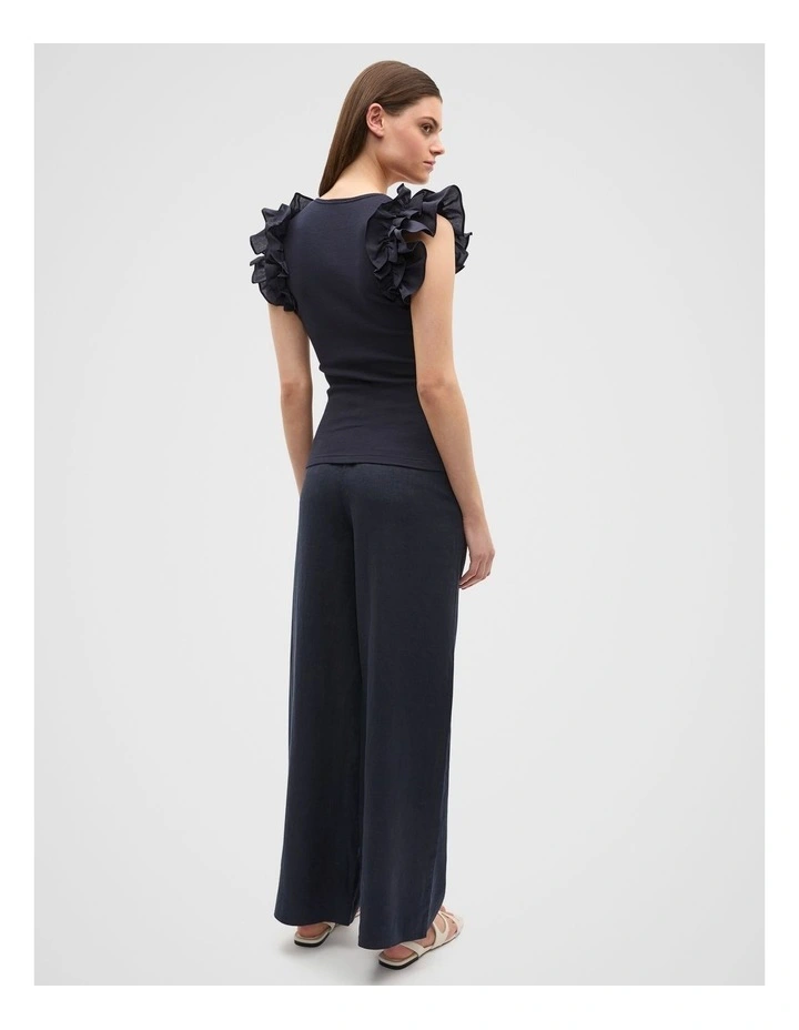 Ruffle Sleeve Rib Tank in Twilight Blue image 2