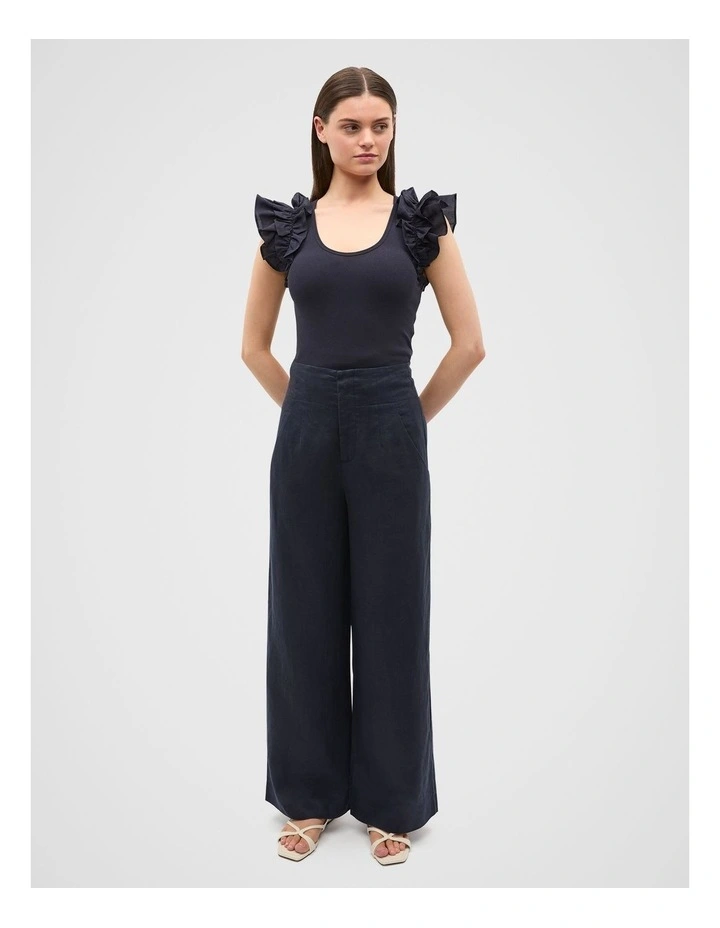 Ruffle Sleeve Rib Tank in Twilight Blue image 3