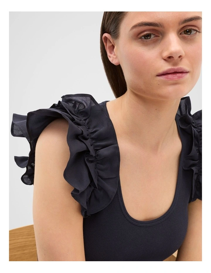 Ruffle Sleeve Rib Tank in Twilight Blue image 4
